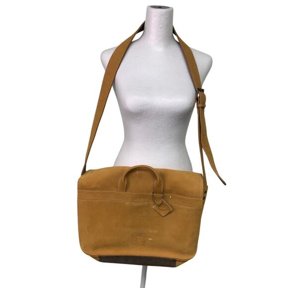 Timberland Leather Multi Pocket Magnetic Closure Crossbody Messenger Bag w Flaw - Picture 2 of 7